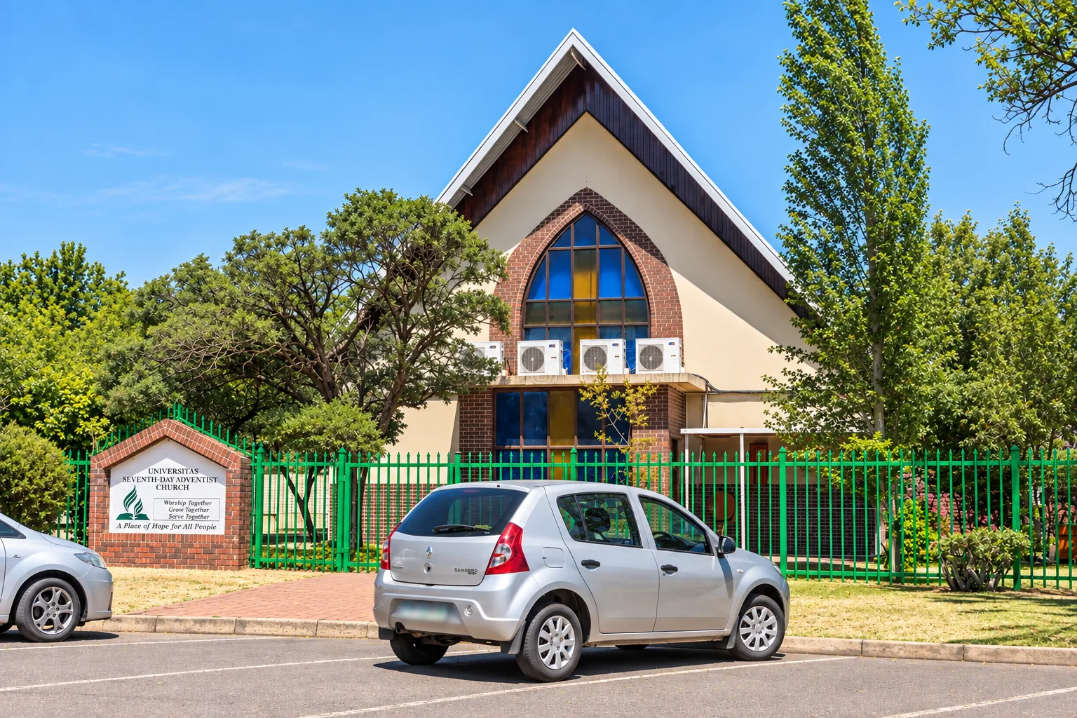The Universitas Seventh-day Adventist Church building, seen from the street